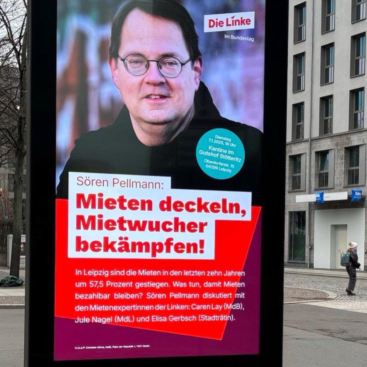Was tun gegen #Mietwucher? In Leipzig sind die Mieten in 10 Jahren um 57,5 % gestiegen! <a href="/LINKEPELLI/">MdB Sören Pellmann</a> diskutiert am Dienstag, 7. Januar 2025, ab 19:00 Gutshof #Stötteritz, #Leipzig u.a. mit <a href="/CarenLay/">Caren Lay</a> <a href="/luna_le/">Jule Nagel</a> &amp; <a href="/ElliGerbsch/">Elli Gerbsch</a> #Mietenwahnsinn #Mietendeckel 
gleft.de/5Zm