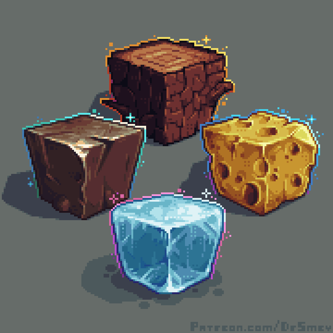 dr_smey's tweet image. #aseprite #pixelart
Material Cubes
(Repost from October 2023)