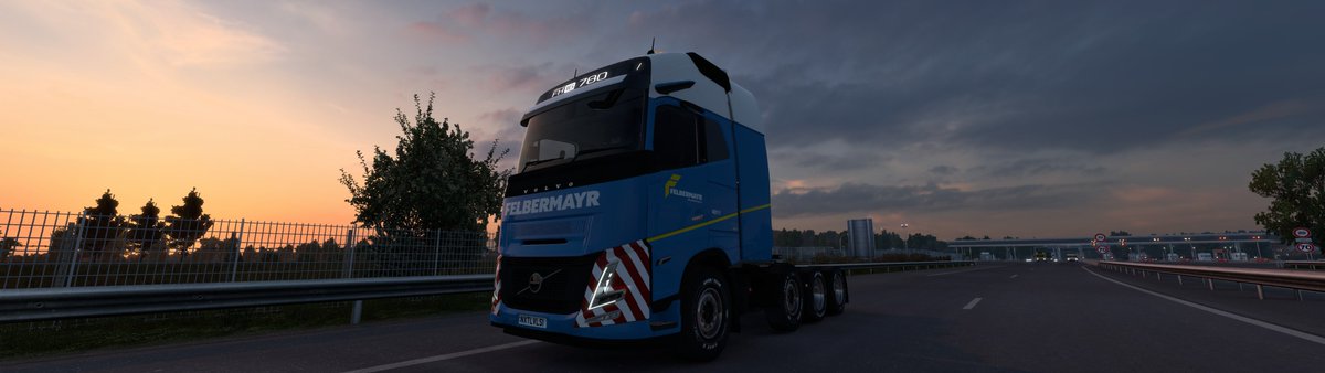 nextlevelsim's tweet photo. Another fantastic truck skin from Pauly's Workshop mods, love this Felbermayr Volvo FH5 &amp; Aero skin, looks absolutely amazing, love his JCB ones too with #ProjectNextGen 1.14 and #Promods 2.74 https://t.co/8zyt6BAMPZ