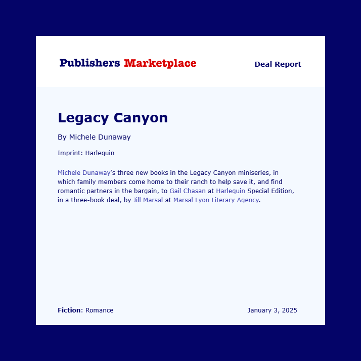 Congratulations <a href="/micheledunaway/">Michele Dunaway | Author of Contemporary Romance</a> on a new book deal!