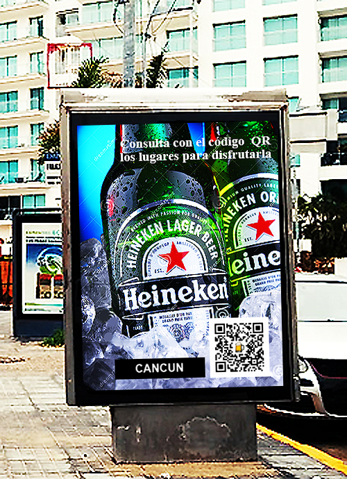 BeerQR_com's tweet image. (Proposal for Heineken beer) Connect in real time with the entertainment venues in Cancun with the QR code at BeerQR.com - Look for it on the streets, cans and bottles, self-service stores, bars, restaurants, newspapers, magazines and many more places.