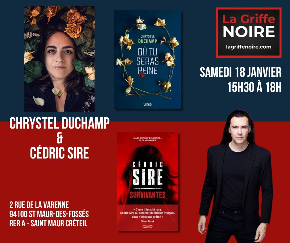 ⭐️ RDV le 18 janvier 2025 à la librairie La Griffe Noire, de 15h30 à 18h, pour vous présenter SURVIVANTES. Ma camarade Chrystel Duchamp présentera quant à elle son roman d'horreur psychologique OÙ TU SERAS REINE, à ne pas manquer 📖✨