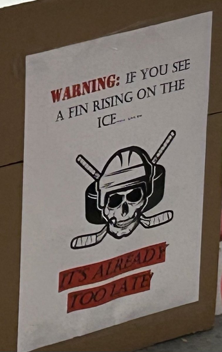 The BEST sign EVER! Love it! 🥅🏒🦈
Thank you Colgan fin friends for your support! 
💙🩶🤍