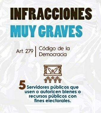 NotiDigitalEc's tweet photo. 🇪🇨
Comunicado del @TCE_Ecuador:
INFRACCIONES MUY GRAVES
"Servidores públicos que usen o autoricen bienes o recursos públicos con fines electorales", Art. 279 #CodigoDemocracia.
#Elecciones2025Ec https://t.co/iECPu9m7kR