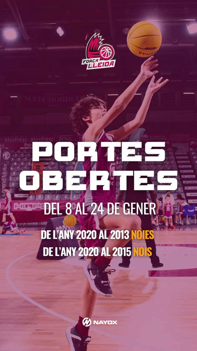 OBRIM PORTES ALS EQUIPS DE LA BASE 🤗 Del 8 al 24 de gener

📝 Formulari de contacte ➡️ forms.gle/RBhkFf81P2dFMd…

Tota la info ℹ️ flleida.cat/portes-obertes… 

A gaudir de l’esport i el bàsquet 💜🏀

#forçalleida #equipsbase #equipsformatius #esportslleida #esportlleida #lleida