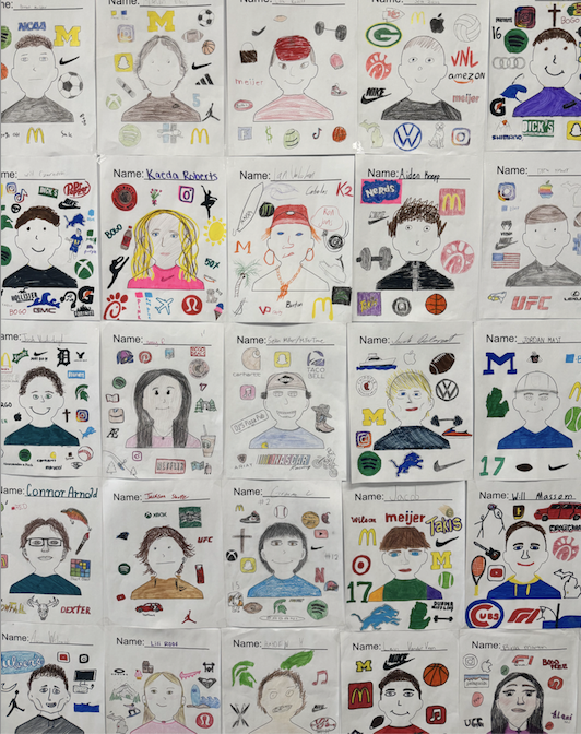 12/10/24 Today I 🩶 my job because in Marketing we are studying customers so I had my students draw who they were as a customer. They were to depict their fav brands/hobbies &amp; anything else that makes them special. We will use this in our target market explanations later on.