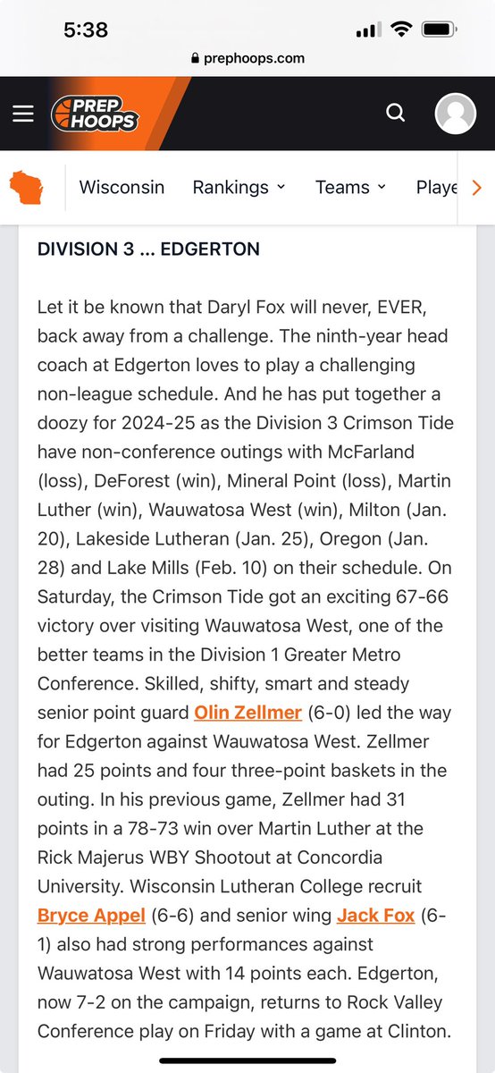 Thanks for the write up and naming us D3 Team of the Week! <a href="/WisBBYearbook/">Mark Miller</a>