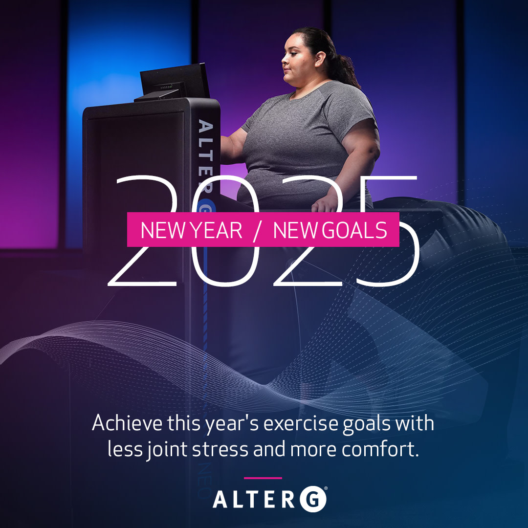 New year, new goals. 💪 The AlterG Anti-Gravity treadmill is perfect for your clients' 2025 weight loss and healthier lifestyle goals. Achieve exercise with less joint stress and more comfort. Find an AlterG near you at: alterg.com/find-an-alterg