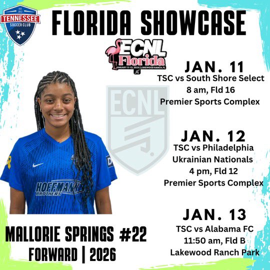 MallorieS22's tweet photo. 5️⃣ more days till #ECNLFL ☀️🌴🦩

@TSC08GECNL 
@ECNLgirls 
@ImYouthSoccer 
@ImCollegeSoccer 
@PrepSoccer https://t.co/031AB4kVw5