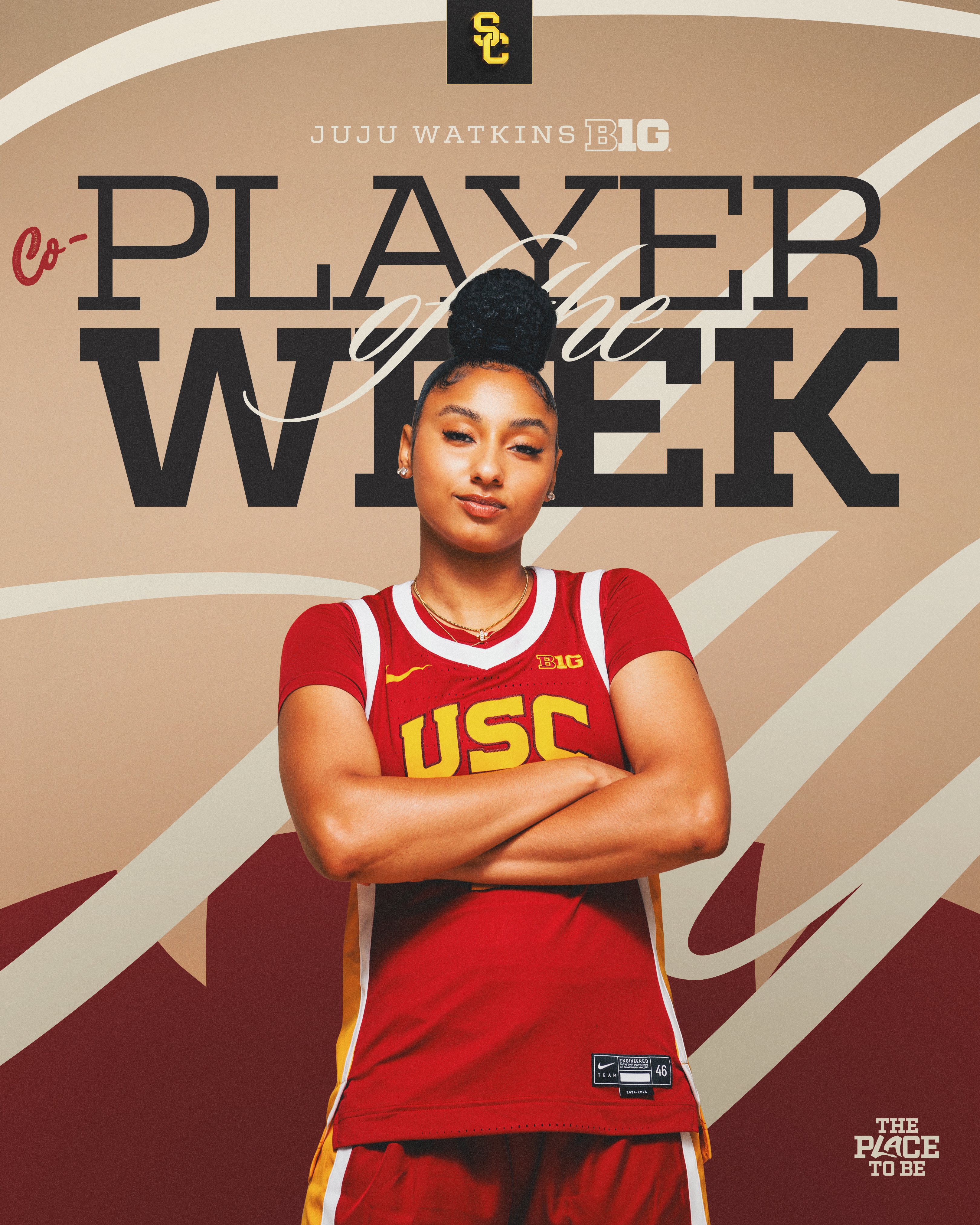 USC Women's Basketball on X: "JuJu Watkins has been named the @B1Gwbball Co-Player of the Week! Watkins averaged 26.7 PPG, 7.3 RPG, 5 APG, 2.7 SPG & 1.7 BPG in our three