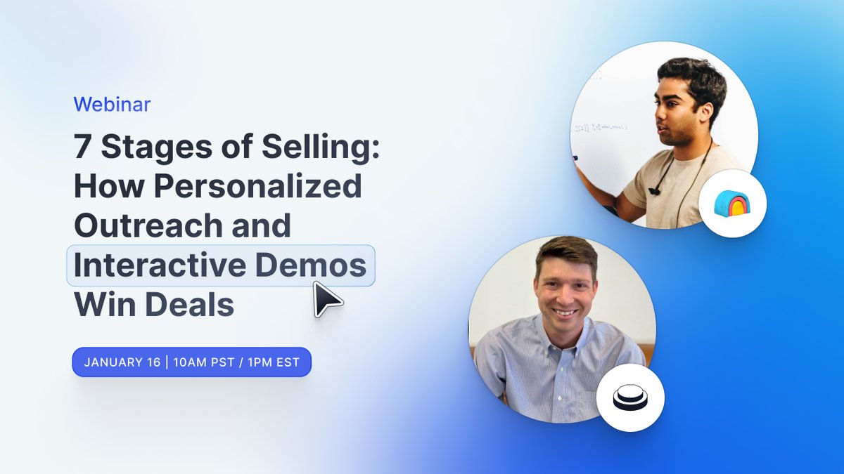 arcade_demo's tweet image. 📹 Webinar: 7 Stages of Selling
From 1st touch to technical demos, every sales stage has its hurdles. Missed follow-ups? Pitch fatigue? We get it.
🗓️ Join Clay x Arcade on 1/16 to see how personalized outreach & interactive demos win deals.
👉 Register: bit.ly/4ixwaPO