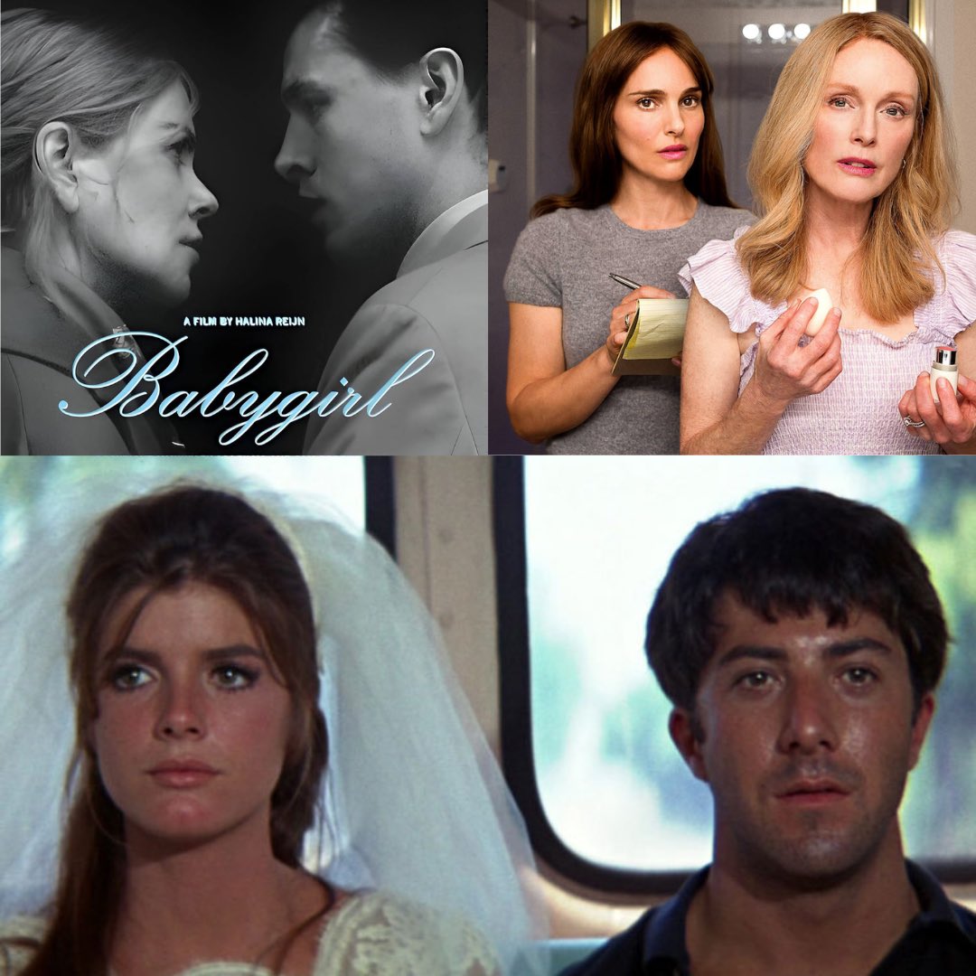 This weekend I watched Nicole Kidman (57) in Babygirl, Julianne Moore (64) in May December. Both films explore older women w younger men, intensely erotic &amp; liberating. It’s time we celebrate middle-aged women as desirable. Remember The Graduate? Even a 5 yr gap caused a scandal!