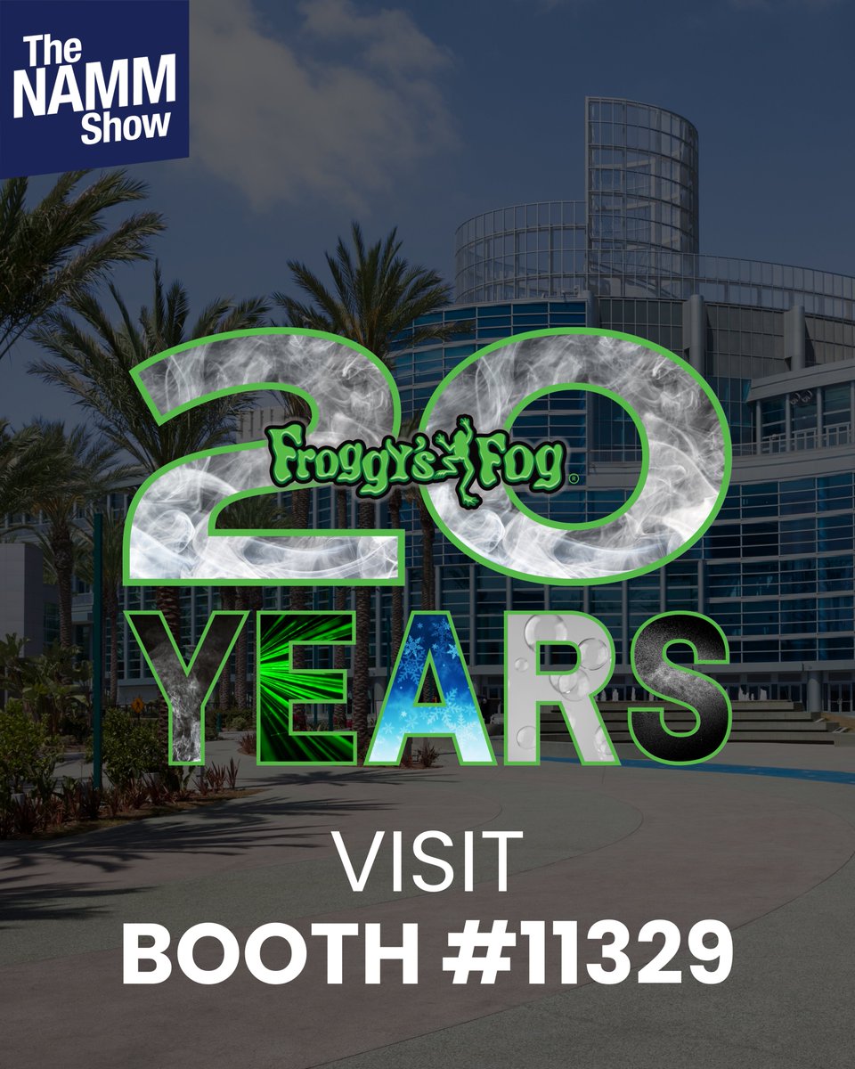 froggysfog's tweet photo. 🎶 Ready to elevate your music production and live events? We'll be at this year's NAMM Show just two weeks away! @NAMM @NAMMShow  

Make sure to drop by booth 11329 to get the full Froggy's Fog experience! 🐸✨

Explore Froggy's Fog 🐸: https://t.co/nTjaKaHEiP

#NAMM #NAMMShow https://t.co/O30L3B1DUA