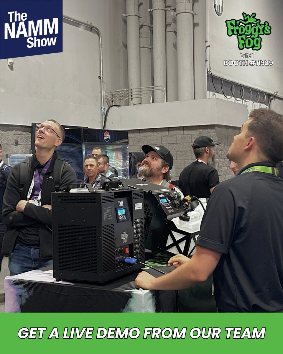 froggysfog's tweet photo. 🎶 Ready to elevate your music production and live events? We'll be at this year's NAMM Show just two weeks away! @NAMM @NAMMShow  

Make sure to drop by booth 11329 to get the full Froggy's Fog experience! 🐸✨

Explore Froggy's Fog 🐸: https://t.co/nTjaKaHEiP

#NAMM #NAMMShow https://t.co/O30L3B1DUA
