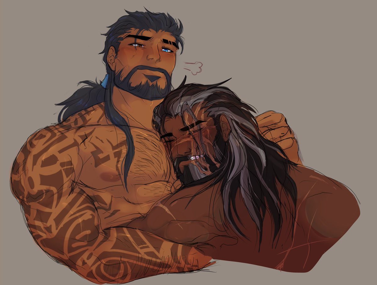 “Never took you for a hugger.”

“I’m not.”

Baeron’s tired eyes made eye contact with the heterochromia ones looking down at him.

“You…exception.”

——

big dudes cuddling take it or leave it