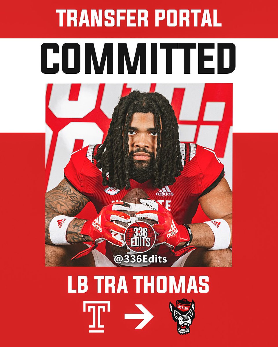 NEWS: Temple LB transfer Tra Thomas has committed to NC State, he tells 336Edits.