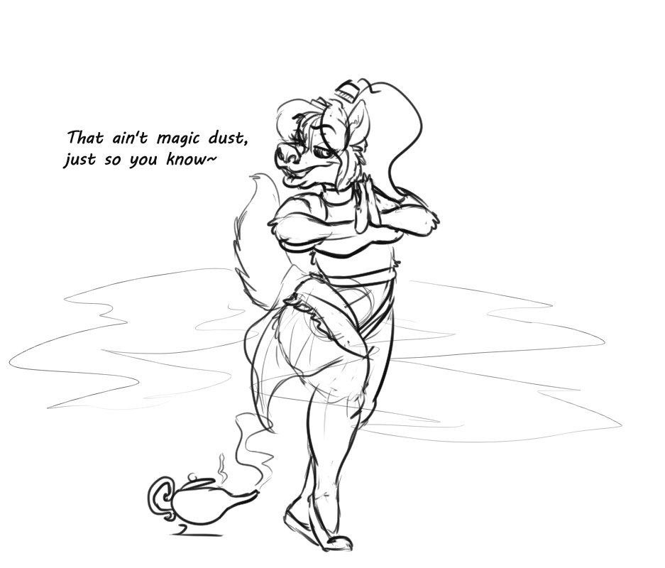 I dream of yeenie. An ancient sketch by <a href="/EnergyUnit/">Cawowie, heehaw!</a> of Grace being an awful genie.