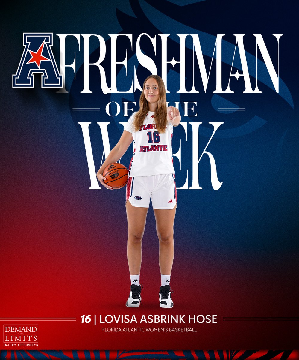 Florida Atlantic Women’s Basketball (@fauwbb_hoops) on Twitter photo 𝐀𝐀𝐂 𝐅𝐫𝐞𝐬𝐡𝐦𝐚𝐧 𝐨𝐟 𝐭𝐡𝐞 𝐖𝐞𝐞𝐤
First career award for <a href="/LovisaHose/">Lovisa Åsbrink Höse</a>
▪️7 pts
▪️7 rebs
▪️ 33 FG%
▪️ 100 3FG%
▪️ 100 FT%
📰 bit.ly/3BMmEYR
#WinningInParadise 𝐀𝐀𝐂 𝐅𝐫𝐞𝐬𝐡𝐦𝐚𝐧 𝐨𝐟 𝐭𝐡𝐞 𝐖𝐞𝐞𝐤
First career award for <a href="/LovisaHose/">Lovisa Åsbrink Höse</a>
▪️7 pts
▪️7 rebs
▪️ 33 FG%
▪️ 100 3FG%
▪️ 100 FT%
📰 bit.ly/3BMmEYR
#WinningInParadise