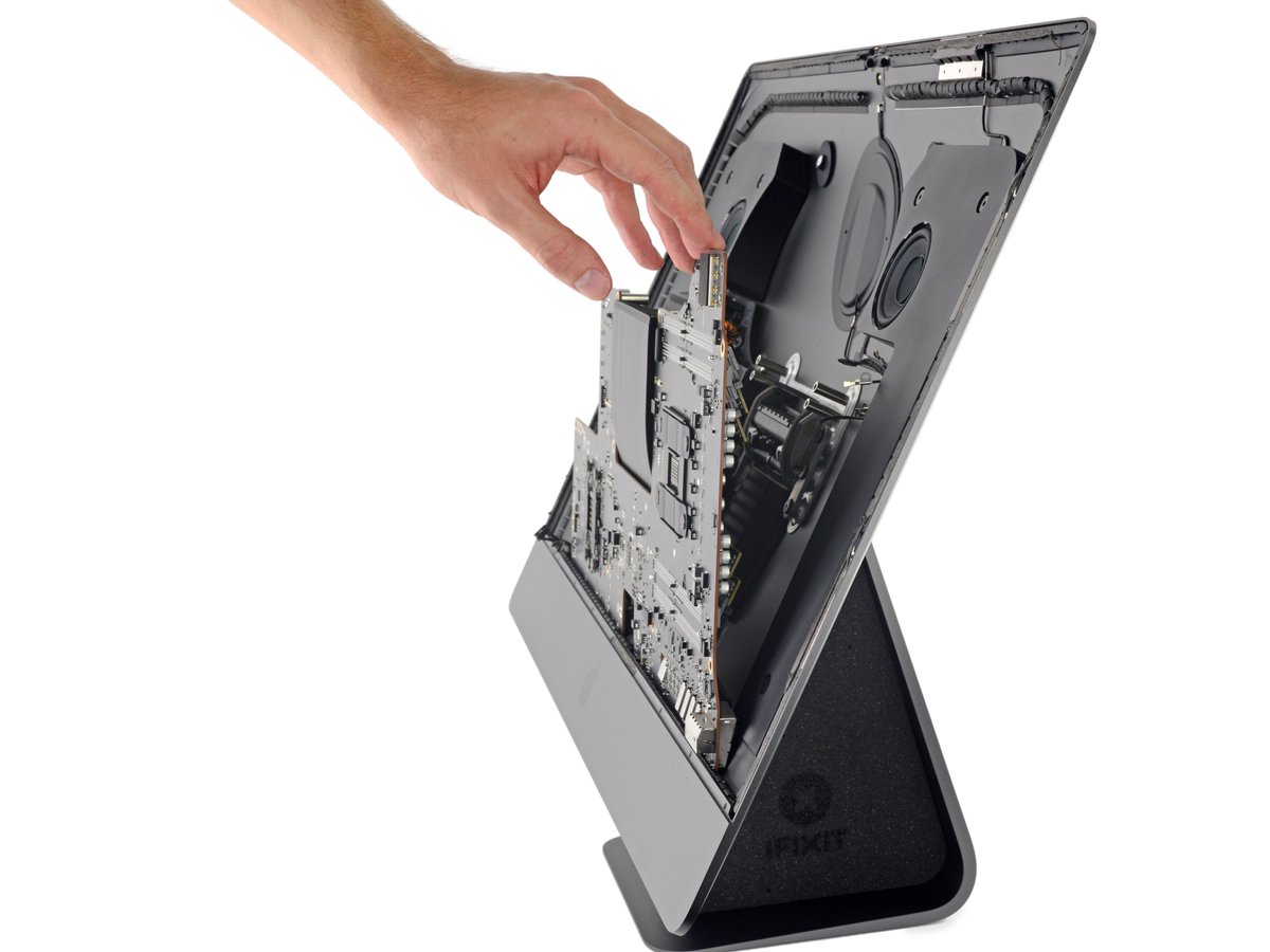 iFixit's tweet photo. “Reaching for the Logic Board” (2018) With a hand descending from the heavens, this photo shows a logic board being removed from an #iMacPro. We gave it a 3/10 repairability score.
If this computer breaks and you can’t fix it, at least it’ll look nice on your shelf.
—
#iFixit https://t.co/gMtLlrDhpZ