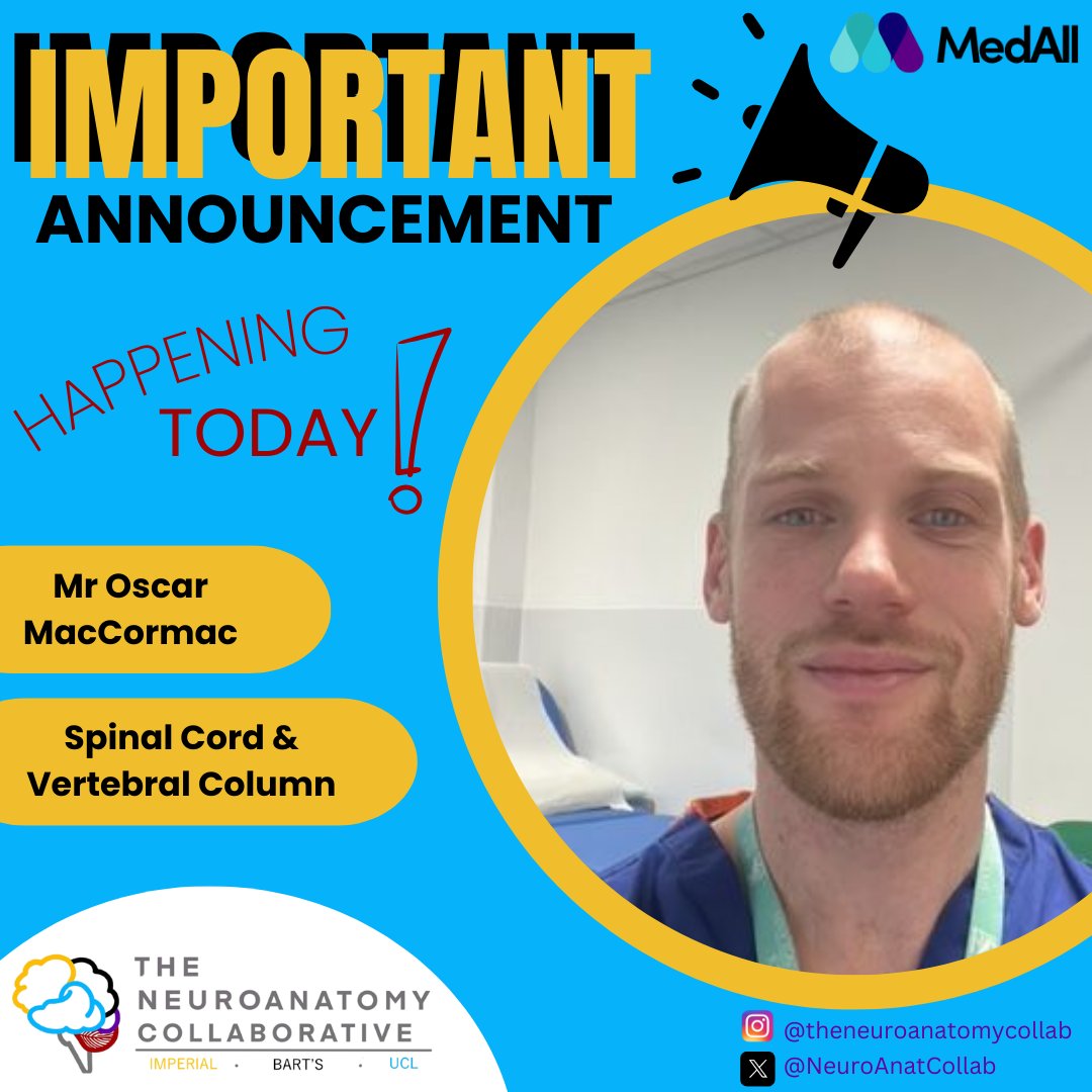 NeuroAnatCollab's tweet photo. โผ๏ธ HAPPENING TODAY โผ๏ธ
It's not too late to sign up for our first unmissable event. The link is in our bio ๐
Location: MedAll (online)
Time: 18:30 GMT
#education #talk1 #spinalcord #vertebralcolumn https://t.co/eWgXfYtxSe
