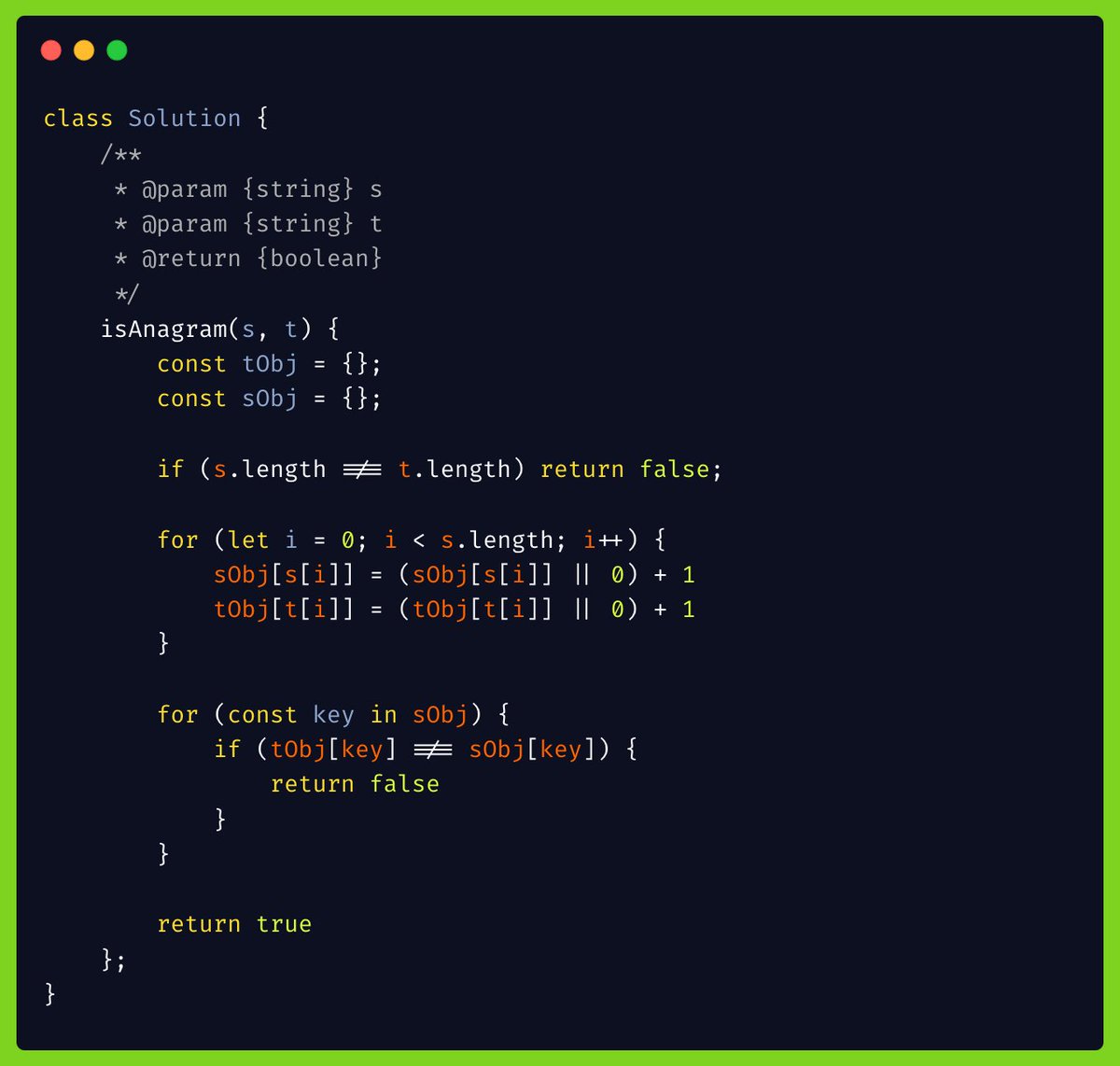 tryhardev's tweet image. Day 2 of #Neetcode150: Solved "Valid Anagram". Used two hash maps to track character count in both strings. and compared their values #100DaysOfCode