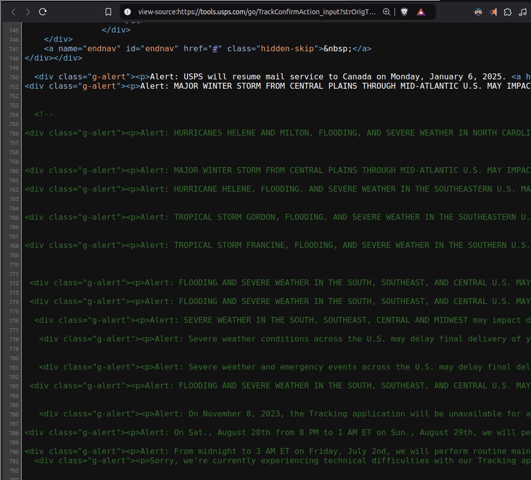 I am both surprised and not surprised the US Postal Service website's banner alerts are simply someone commenting and un-commenting the html.

Random indents and all.