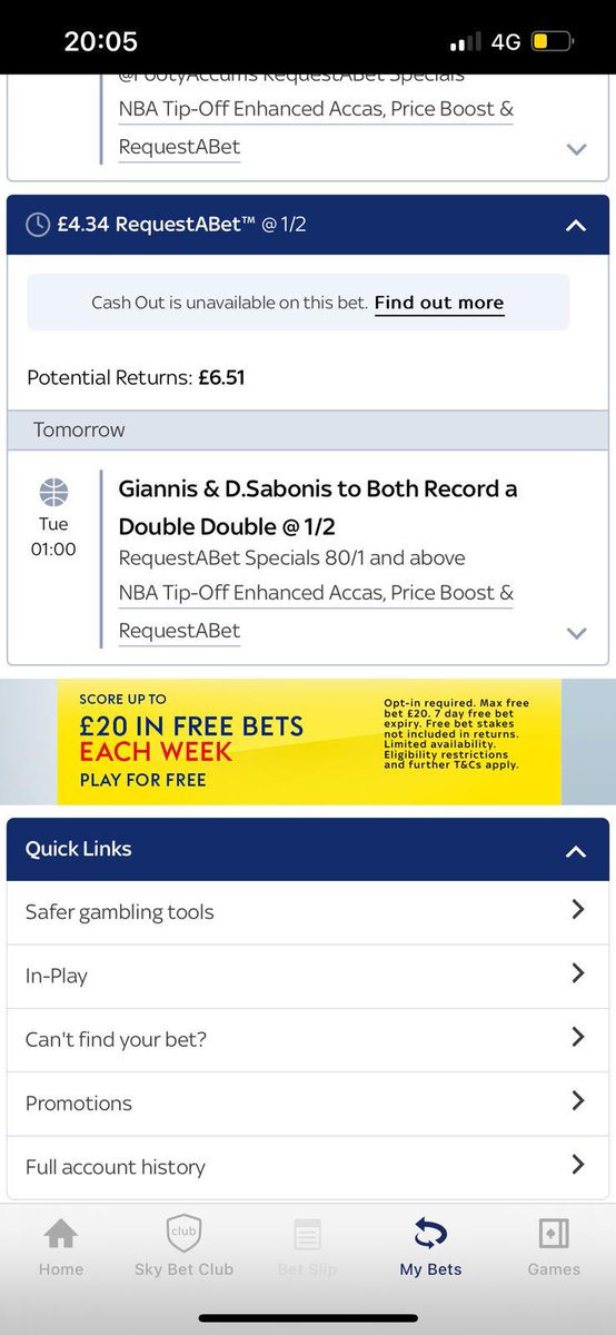 JCHancox's tweet photo. @SkyBetHelp @DarrelW95 me and a friend have both placed a bet on a NBA bet earlier today at 125/1 and since our bets have both changed to 1/2?! Surely you cannot do this and it is unacceptable, once the bet has been made that’s the price…. #skybet #nba #betting https://t.co/BfMI6wBZfK