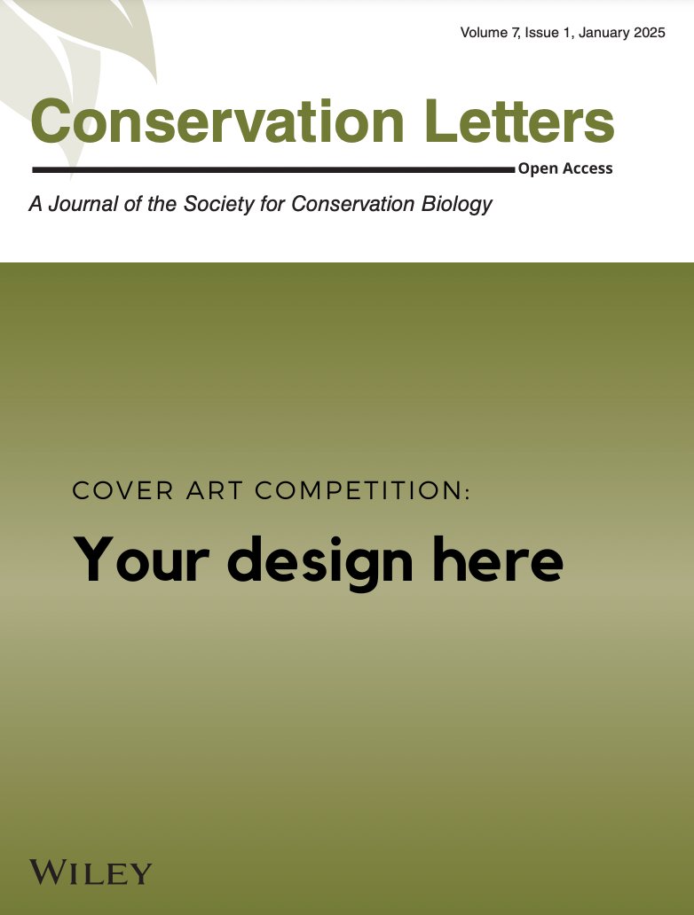 SCB (@society4conbio) on Twitter photo Calling all artists & creatives - Help shape the face of <a href="/ConLetters/">Conservation Letters</a>!
We're seeking iconic, stylized art that captures the beauty & diversity of #conservation science for the new cover of Conservation Letters.
Submit by 31 January, 2025
#SciArt
conbio.org/publications/s… Calling all artists & creatives - Help shape the face of <a href="/ConLetters/">Conservation Letters</a>!
We're seeking iconic, stylized art that captures the beauty & diversity of #conservation science for the new cover of Conservation Letters.
Submit by 31 January, 2025
#SciArt
conbio.org/publications/s…