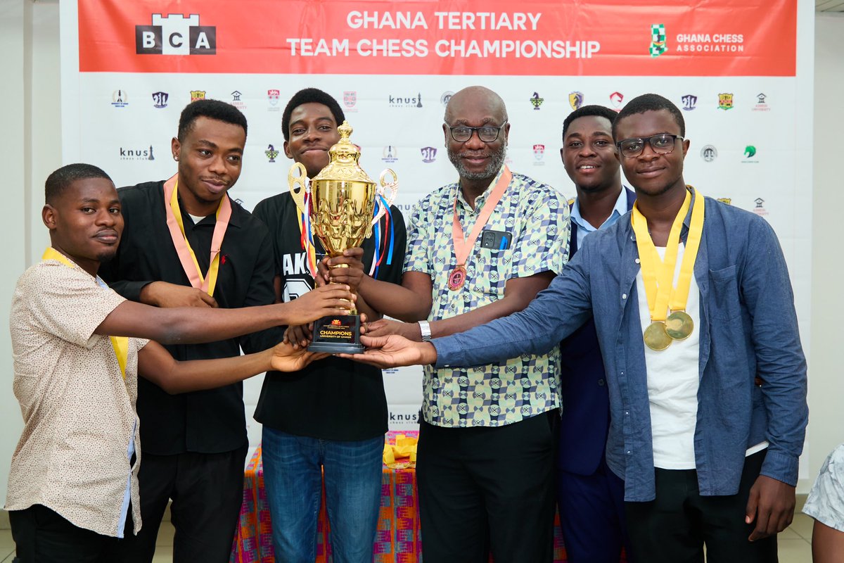BrilliancyChess's tweet image. 3rd Ghana Tertiary Team Chess Championship (2024)🇬🇭

Congratulations to the University of Ghana Chess Club on successfully defending their position as the premiere Tertiary chess club in the country.🏆🇬🇭
They finished the tournament with 9 out of the maximum 10 points.