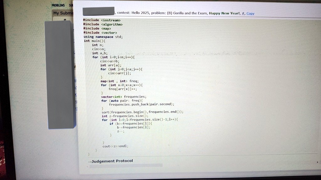 indische_Waffen's tweet image. Upsolved after my first contest. Tough question, pr atleast vector aur maps ko use kiya. Aur bhi questions mei use krunga, tab jaakar confidence aayega.
#competitveprogramming
#letsconnect
#codeforces
