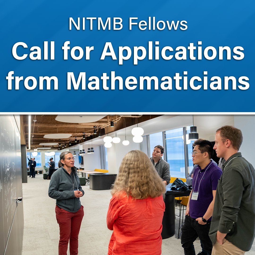 Looking for a three-year postdoctoral fellowship that will empower you to define your research path with support from faculty mentors?

We seek young scientists trained in mathematics for the NITMB Fellows program!

Learn more at nitmb.org/fellows-call-f…