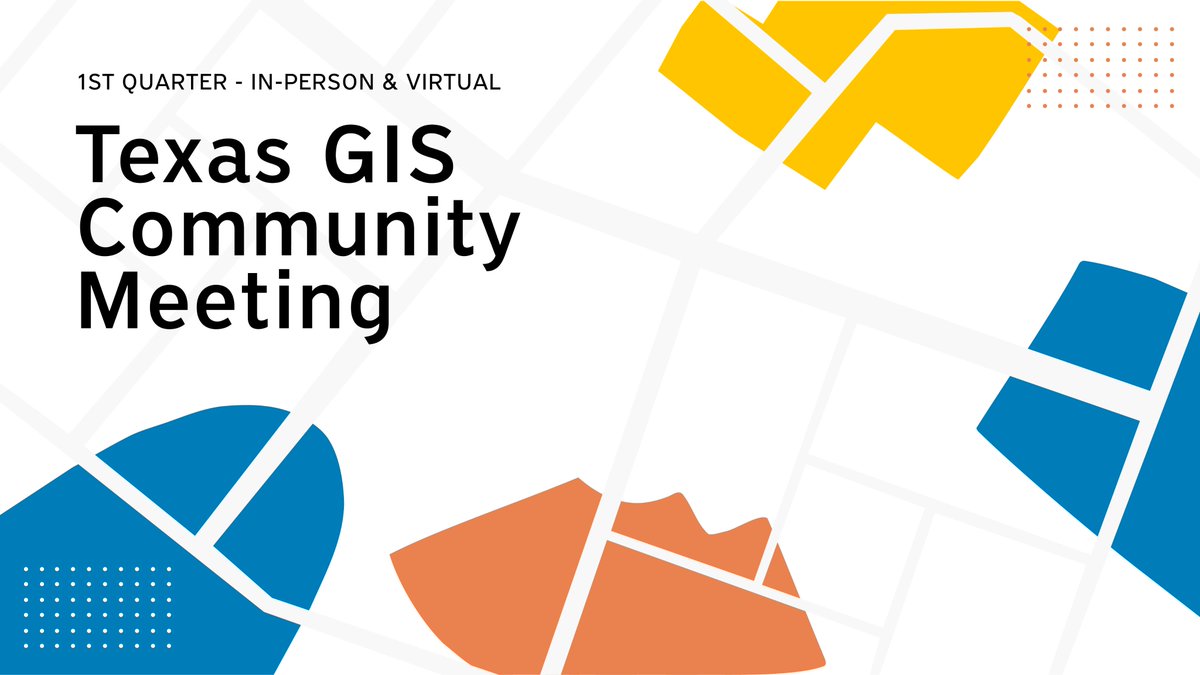 You're invited: Get registered to attend the 1st Quarter Texas GIS Community Meeting on January 22nd!  

bit.ly/Q1-community-m…