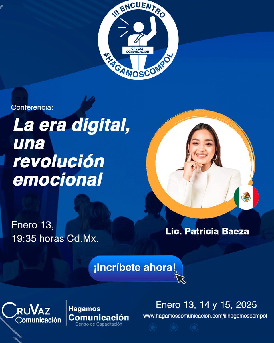 ¡Ya está aquí el III Encuentro #HagamosComPol! <a href="/PatriciaBaezaCa/">Patricia Baeza</a> 🇲🇽🌐Durante tres días, exploraremos los retos actuales en contextos electorales y gubernamentales son clave para innovar en este apasionante campo
🚨hagamoscomunicacion.com/curso/iii-encu…
#HagamosComPol #ComPol #HagamosComunicación