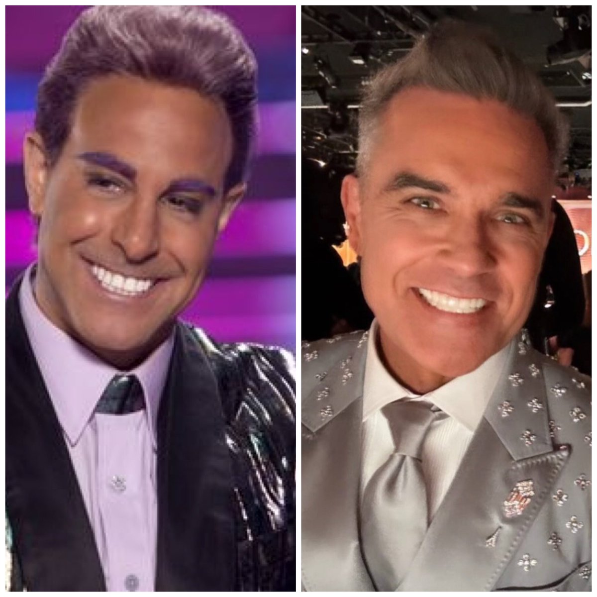 I knew <a href="/robbiewilliams/">Robbie Williams</a> was reminding me of someone lately…finally figured it out! 😉#RobbieWilliams #GoldenGlobes #CaesarFlickerman #AdaField