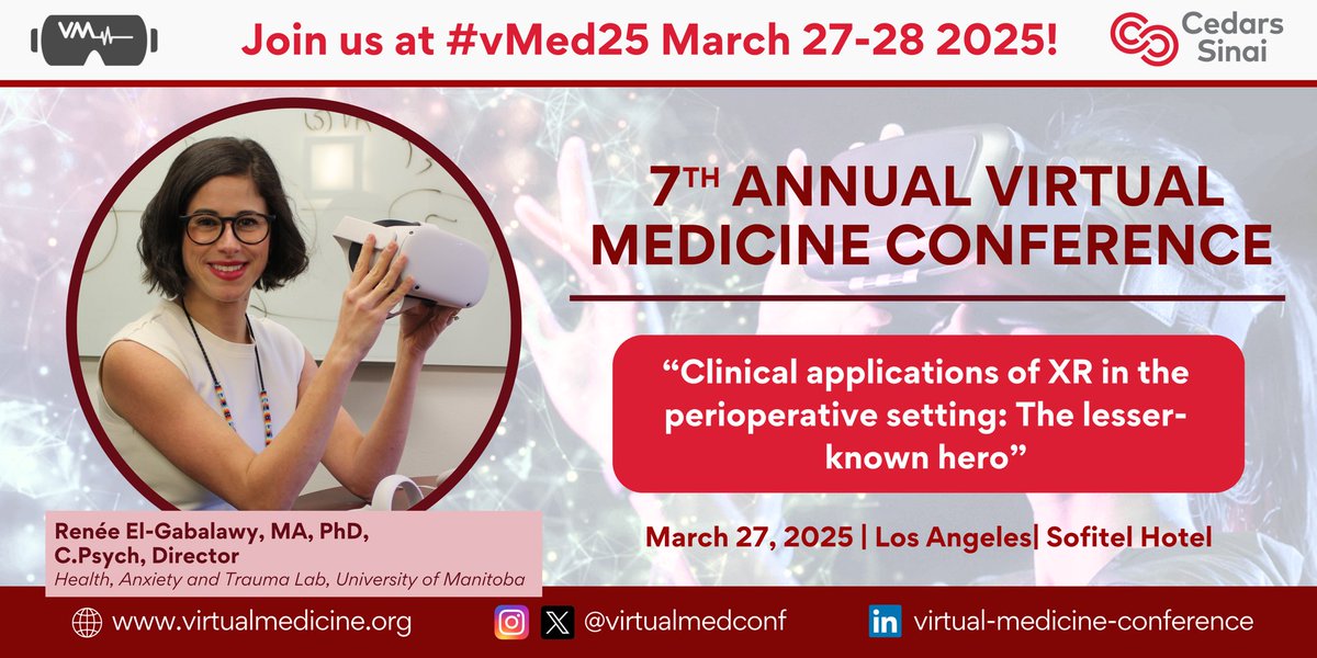 Dr. Renée El-Gabalawy (@um_hatlab) on Twitter photo Excited to be presenting at #Vmed25 this upcoming March on the use of #virtualreality during the perioperative period. Abstract submissions are still being accepted. Hope to see you there! <a href="/virtualmedconf/">Virtual Medicine</a> @VRdoctors <a href="/vrforhealth/">@VRforHealth</a> <a href="/VrRetweeter/">VR Retweeter</a> Excited to be presenting at #Vmed25 this upcoming March on the use of #virtualreality during the perioperative period. Abstract submissions are still being accepted. Hope to see you there! <a href="/virtualmedconf/">Virtual Medicine</a> @VRdoctors <a href="/vrforhealth/">@VRforHealth</a> <a href="/VrRetweeter/">VR Retweeter</a>