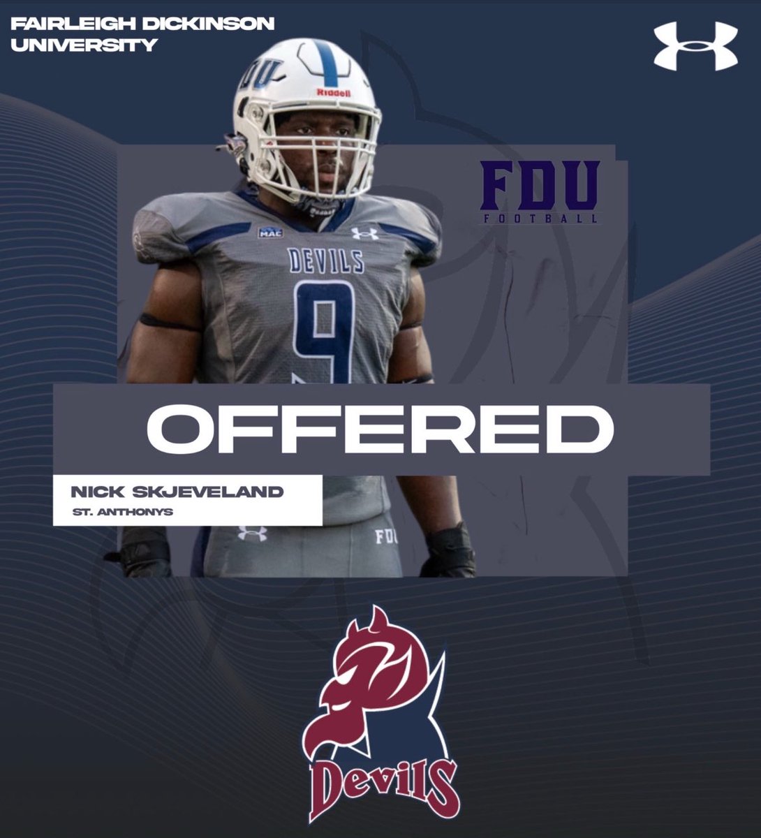 After a great phone call with <a href="/CoachTufaro/">Mike Tufaro</a>, I'm excited to announce I have received my first official offer to play college football at <a href="/FDUFootball/">FDU Football</a>. Thank you for the opportunity and believing in me!

<a href="/CoachAVC_FDU/">Anthony Van Curen</a> <a href="/Coach_jminnich/">Coach Minnich</a>
<a href="/RFReichert/">Rich Reichert</a> <a href="/StAnthonysFB/">Friar Football</a>