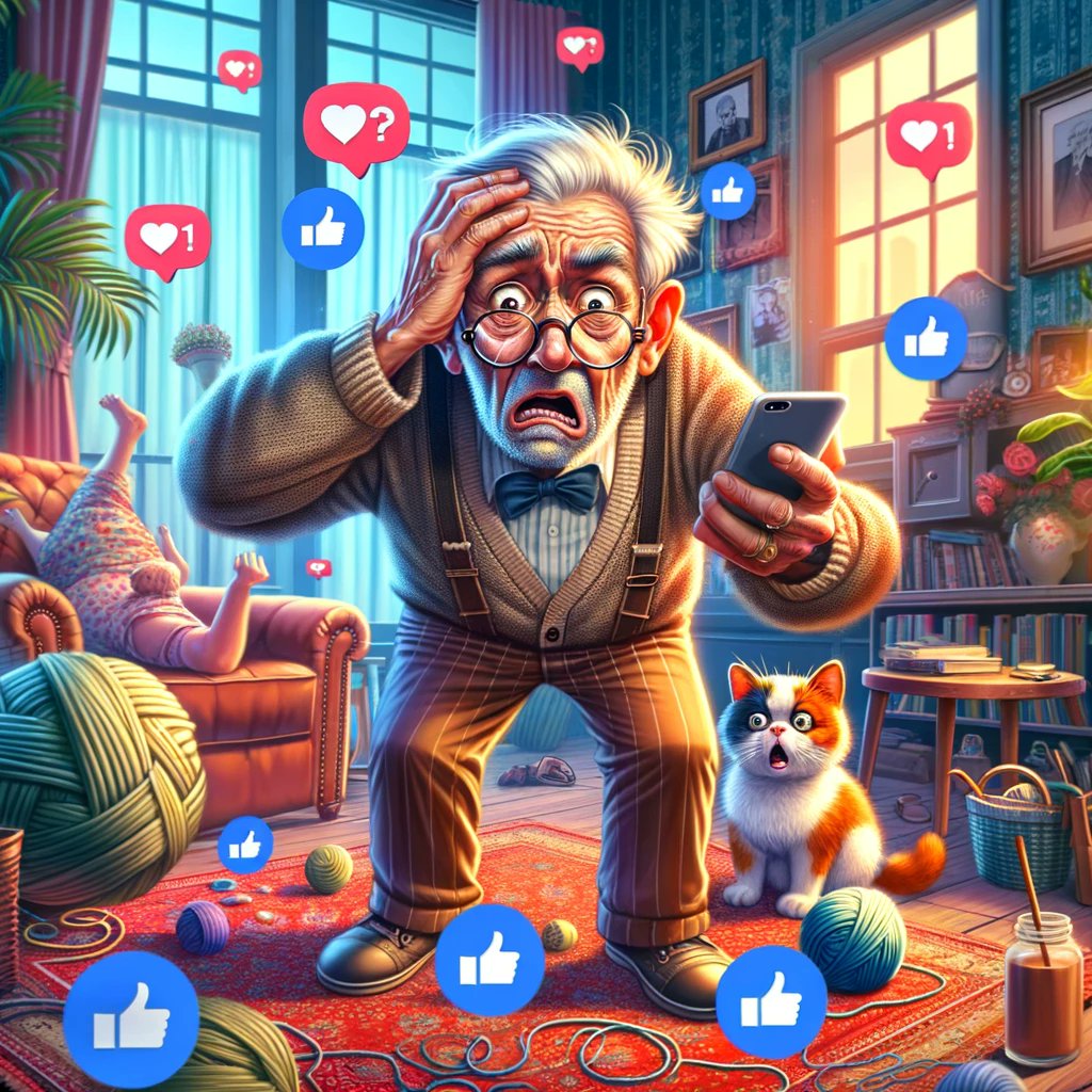 Southpowok's tweet photo. Who knew a little confusion could lead to viral success? This elderly man accidentally stumbles upon a Facebook marketing campaign that takes off, surrounded by likes and comments.#ViralMarketing #DigitalArt #SocialMediaSuccess #FacebookMarketing #ElderlyTech #AccidentalGenius https://t.co/LidFyduTa2