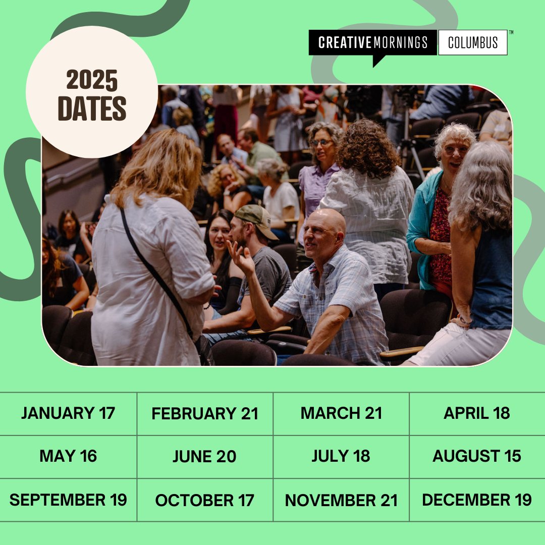 Save the dates! 🗓️ These are our event dates for 2025. ✨ We are excited for an amazing year ahead! #creativemornings #creativemorningscolumbus