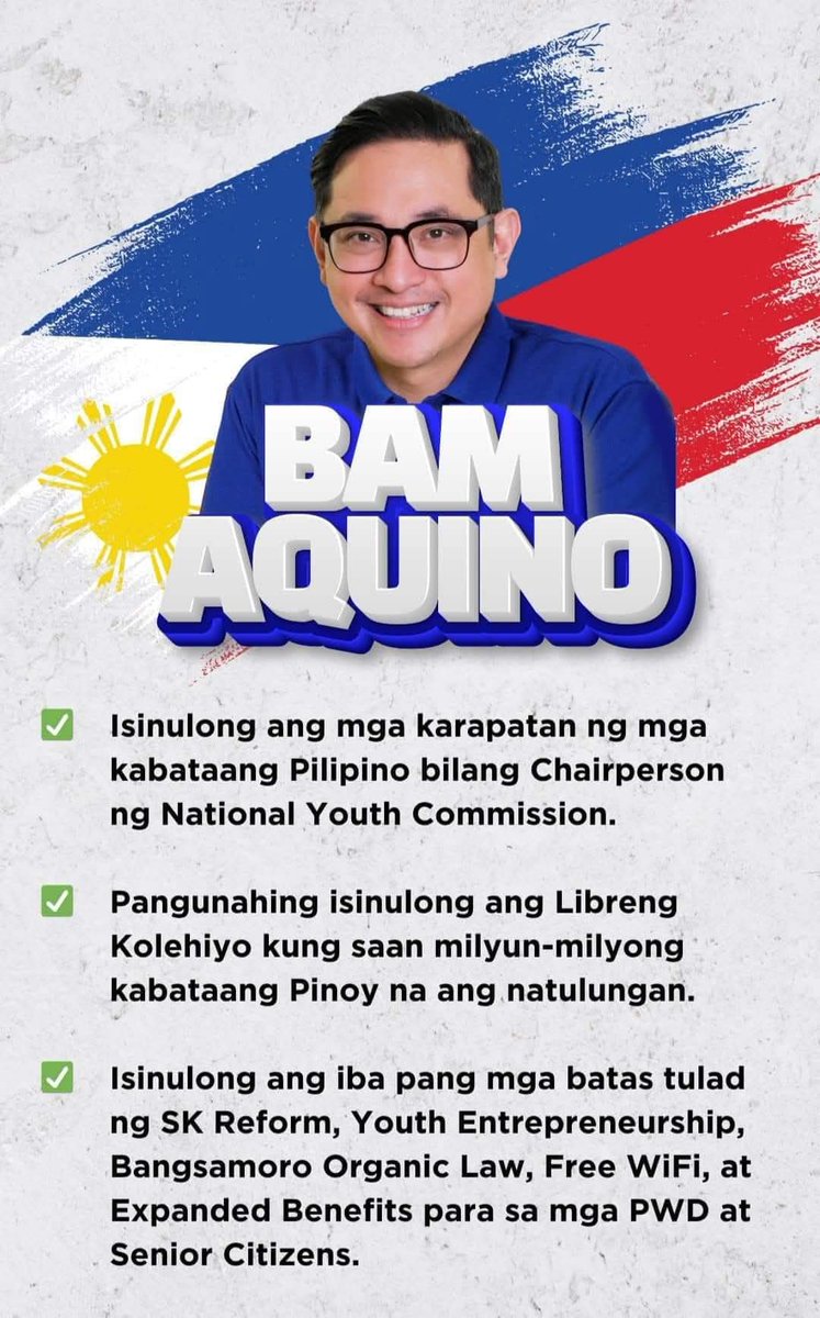MrFrankBaraan's tweet photo. WE NEED BAM AQUINO BACK IN THE SENATE! @bamaquino https://t.co/mkNPPa1L9t
