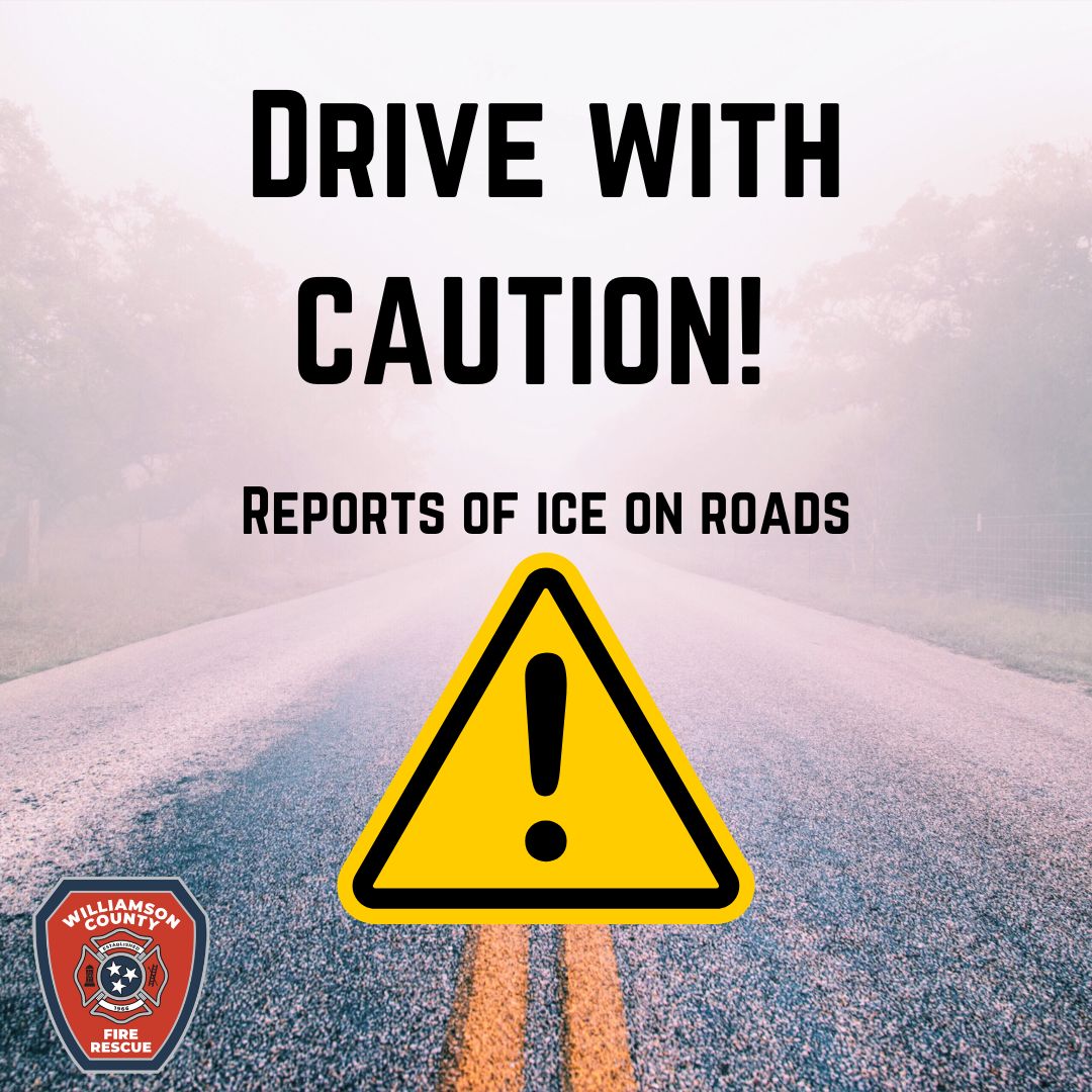 WilcoFireRescue's tweet photo. UPDATE: Roadways across the county are icing over. Please stay home, but if you are traveling, use extreme caution and slow your roll! #Traffic #Wilco #WCFR #AllVolunteer https://t.co/kRdMEBr5xj