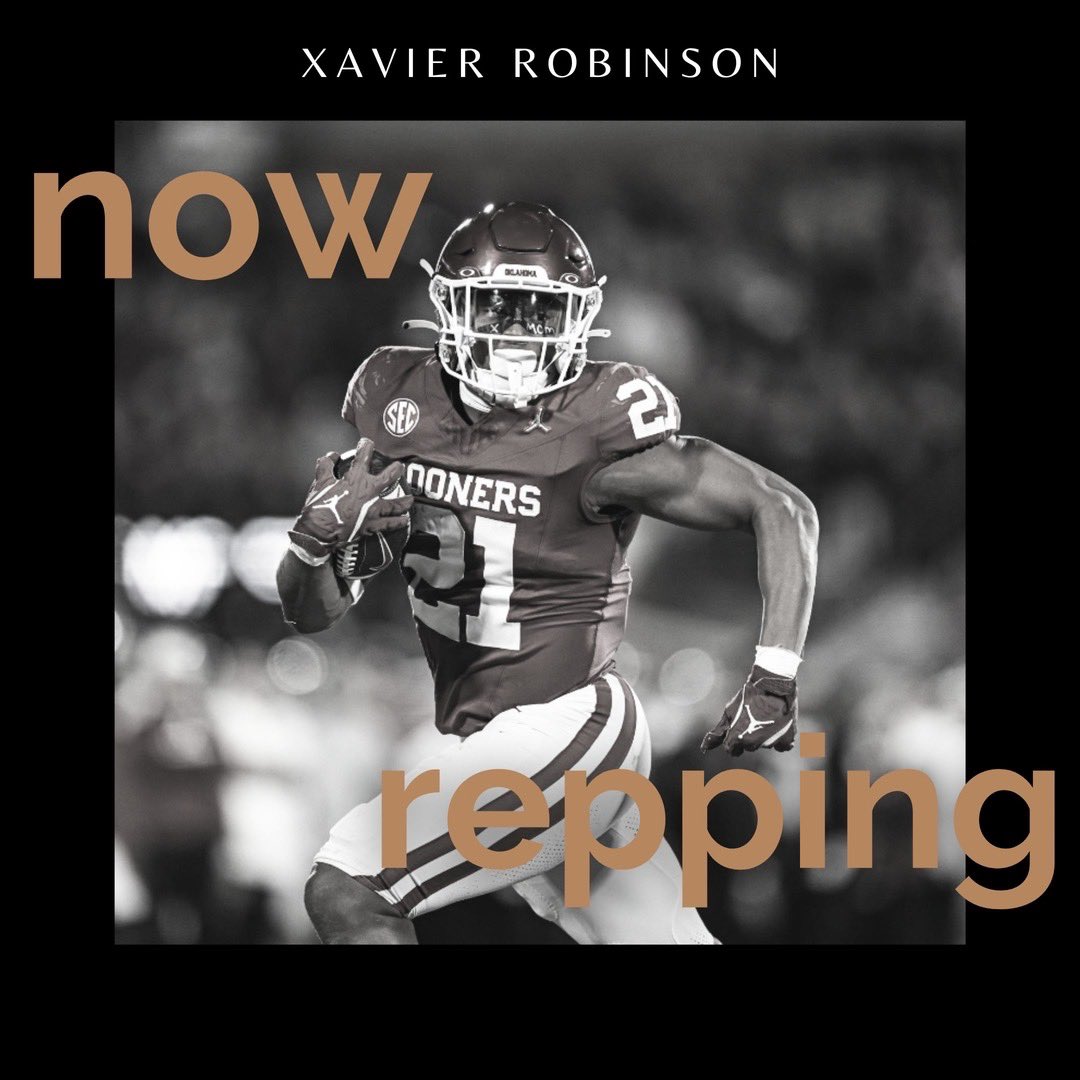Now Repping ➡️ University of Oklahoma Running Back, 𝐗𝐚𝐯𝐢𝐞𝐫 𝐑𝐨𝐛𝐢𝐧𝐬𝐨𝐧. Welcome to the L/C family! <a href="/xavierrobinson0/">x</a>