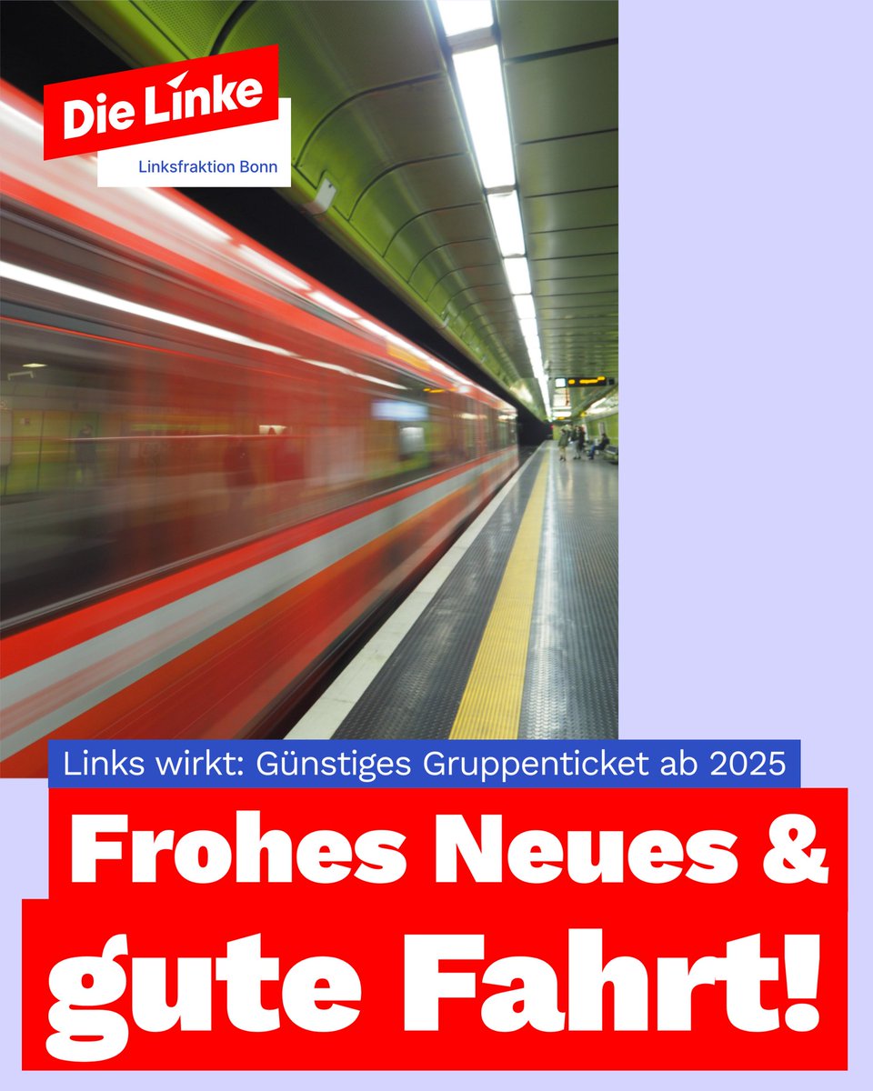 Aus unserer Ratsfraktion:

Ab sofort erhältlich: Das 24-Stunden-Ticket für bis zu fünf Personen kostet auf Bonner Stadtgebiet dank unserer Initiative ab sofort nur noch 9,90 Euro (statt sonst 18,20 Euro). Rot, sozial &amp; gut fürs Klima! 
#linksfraktionBonn📷