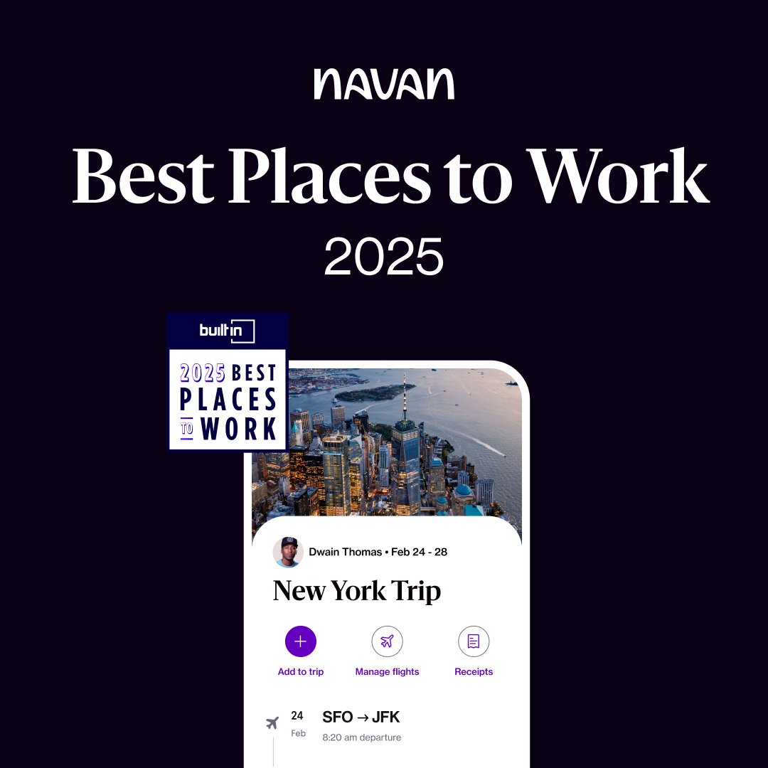 Best place to work? Absolutely ✅

Navan is thrilled to be featured in multiple categories of <a href="/BuiltIn/">Built In</a>’s 2025 Best Places to Work lists for the THIRD straight year.

We are honored to be included on the following lists:

🇺🇸 US 100 Best Large Companies to Work For in 2025
📍 San