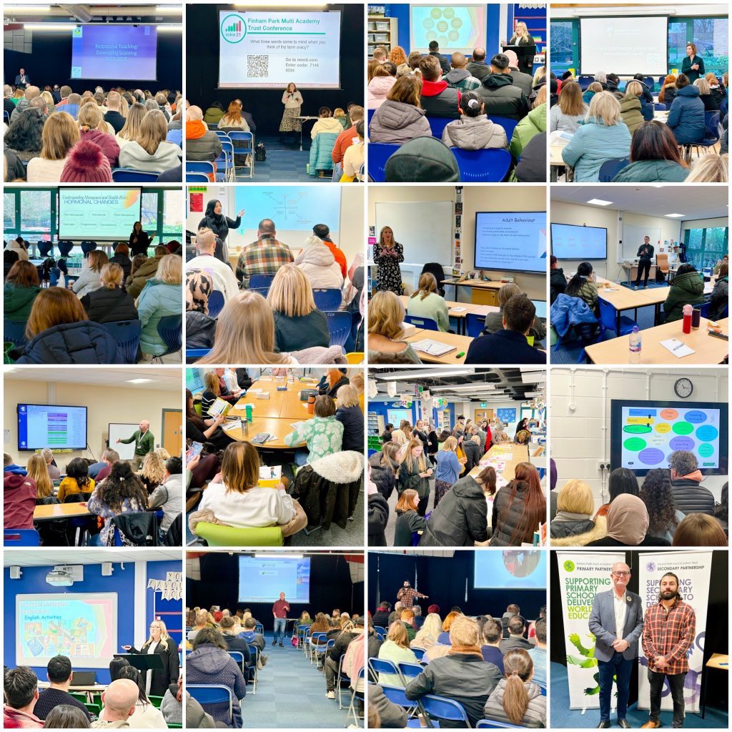 A brilliant <a href="/FinhamParkMAT/">Finham Park MAT</a> conference today… 
Here are just a few photos so far
- 3 main keynotes
- 40+ Workshops
- 24 co-construction groups 
&amp; lots of connecting/networking during the day #ConnectingLearning 
<a href="/TierBlundell_/">Tier Blundell</a> <a href="/Suchmo83/">Christopher Such</a> <a href="/voice21oracy/">Voice 21 Oracy</a> <a href="/drlouisenewson/">Dr Louise Newson</a> <a href="/msybibi/">Yamina B</a>