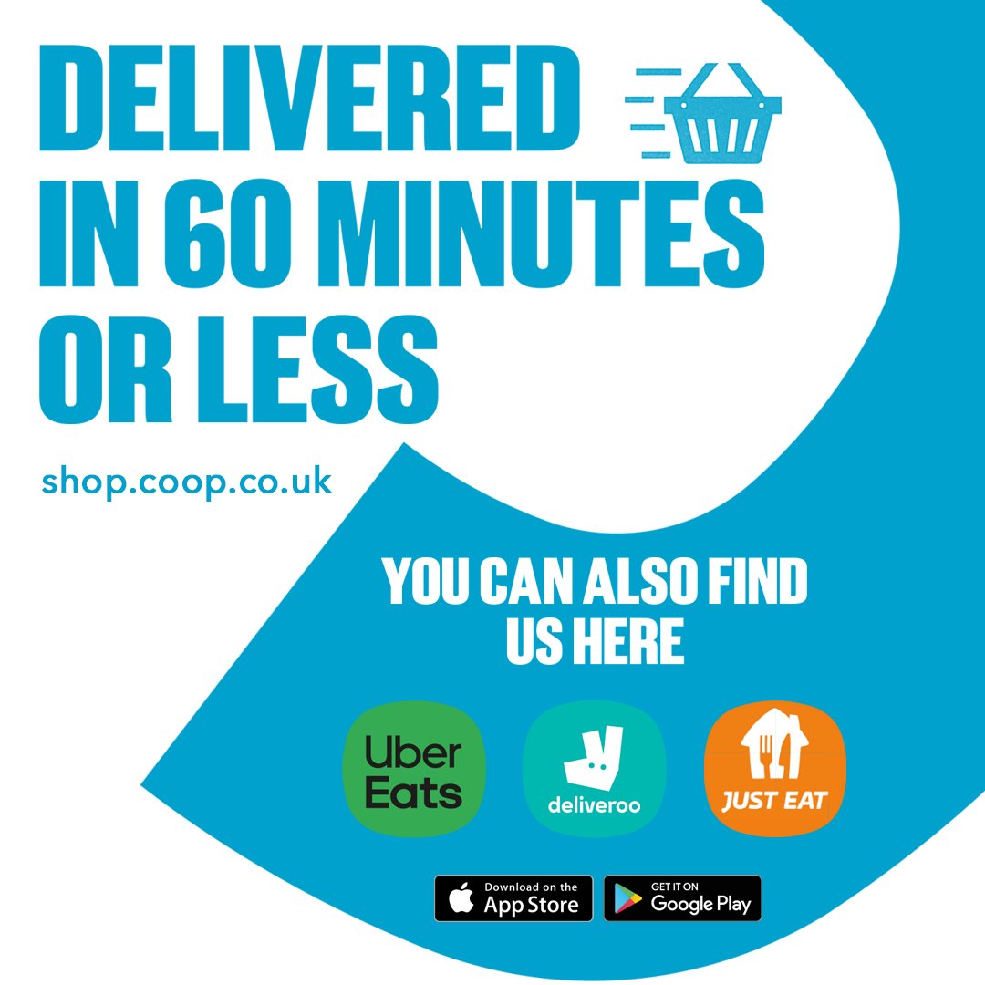 Get all of your essentials delivered from your local <a href="/coopuk/">Co-op</a> in 60 minutes or less 🛒 shop.coop.co.uk 🙌