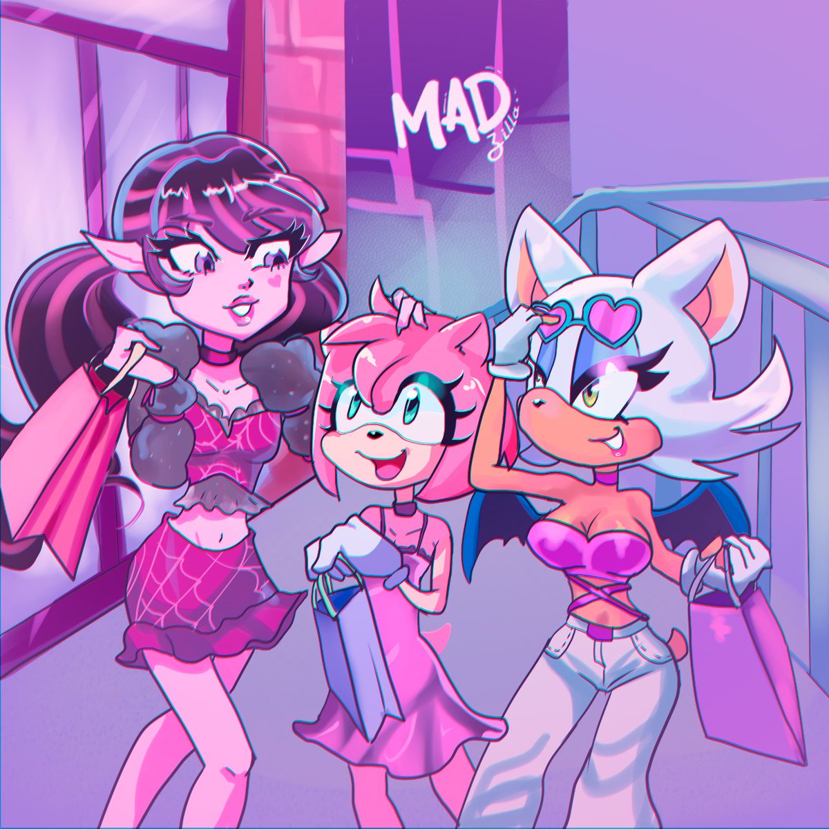 #SONIC #RougeTheBat  #AmyRoseFanart #sonicfanart #crossover #pinkfriend #draculaura #monsterhigh #SonicMovie3
Pinky Friends going to shopping , the crossover that nobody asked for but i did it anyway