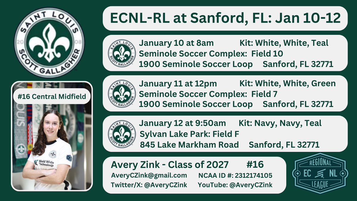 I’m excited to leave the snow and head to Florida with my team this weekend! 

<a href="/ImYouthSoccer/">ECNL/GA/Recruiting/College Soccer</a> 
<a href="/ECNLgirls/">ECNL Girls</a> 
<a href="/ImCollegeSoccer/">College Soccer Truth ™</a> 
<a href="/SLSGSoccerClub/">Scott Gallagher Soccer Club</a>