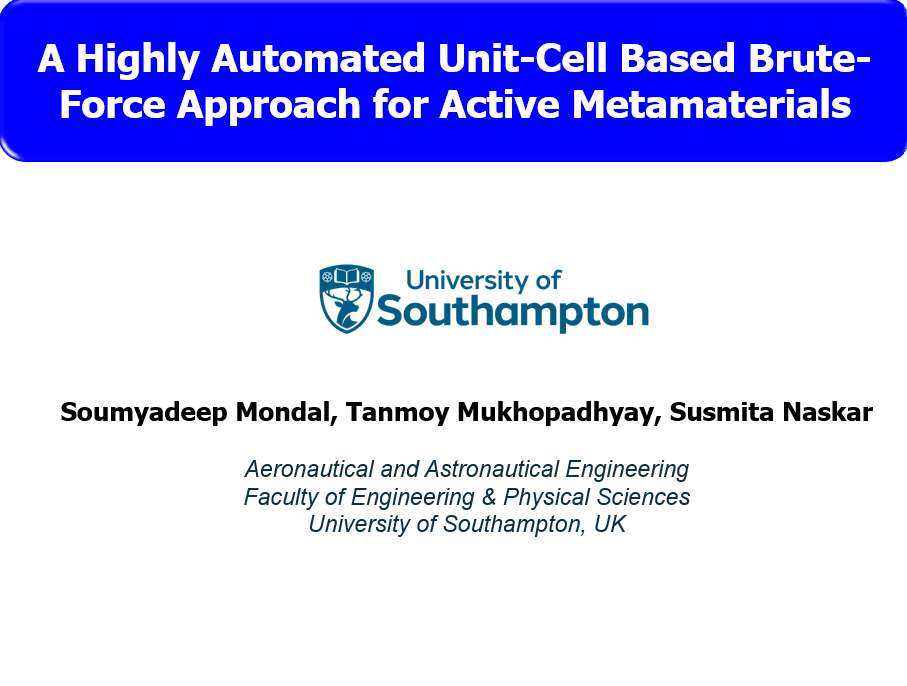 Tanmoy Mukhopadhyay (@proftanmoy) on Twitter photo Excellent to present our work on #active #metamaterials at the AIAA SciTech <a href="/Orlando/">Orlando Avila</a> with <a href="/drsusmitanaskar/">Susmita Naskar</a> and our PhD student Soumyadeep. AIAA paper link: lnkd.in/e_djwnwV
An extended version of the work <a href="/NaturePortfolio/">Nature Portfolio</a> is available online: lnkd.in/evmERrEm Excellent to present our work on #active #metamaterials at the AIAA SciTech <a href="/Orlando/">Orlando Avila</a> with <a href="/drsusmitanaskar/">Susmita Naskar</a> and our PhD student Soumyadeep. AIAA paper link: lnkd.in/e_djwnwV
An extended version of the work <a href="/NaturePortfolio/">Nature Portfolio</a> is available online: lnkd.in/evmERrEm