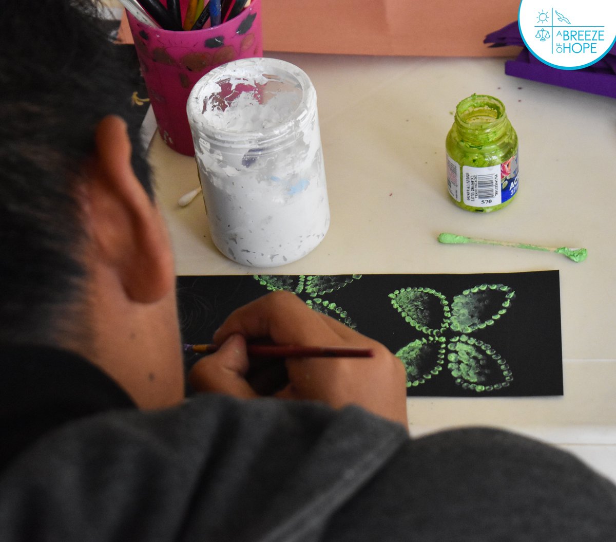 The Magical Days are back! ✨
Today, children and adolescents expressed their creativity through pointillism, creating art with dots. 🎨 This activity fosters concentration, relaxation, and a space for expression. 💙

#ABreezeofHope #healing #againstsexualviolence