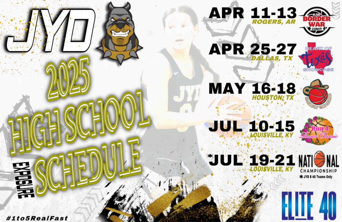 Let’s Ride! 
Exposure schedule for our 2028 (3 teams), 2027 (2 teams) and 2026 (1 team)
#BeGreat | #1to5ReeealFast | #jydDNA